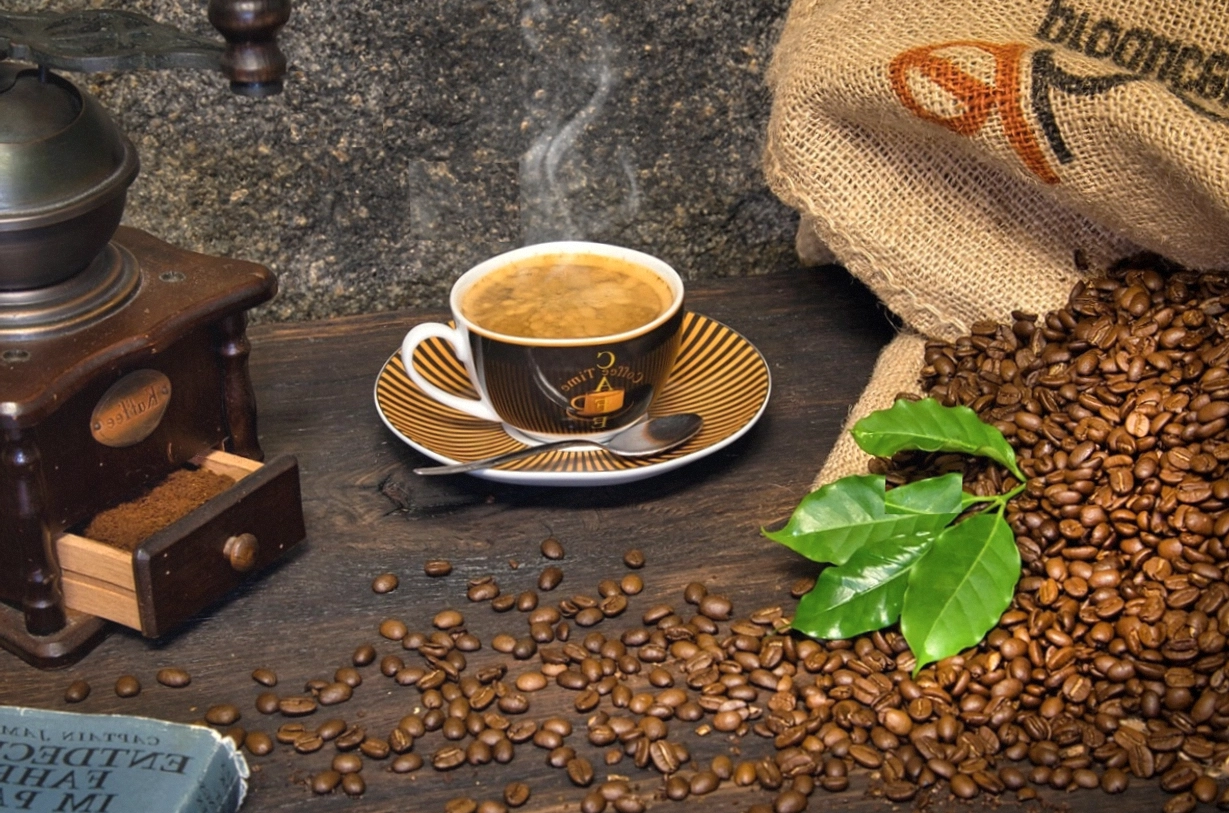 Espresso and a biscuit on a saucer